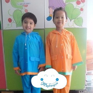 Bộ áo mưa nhựa chính phẩm dành cho bé trai và bé gái đi học tiện lợi, kín đáo