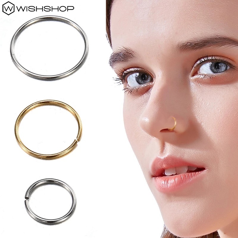 Khuyên Mũi Tròn Bằng Thép Không Gỉ Đơn Giản Thời Trang