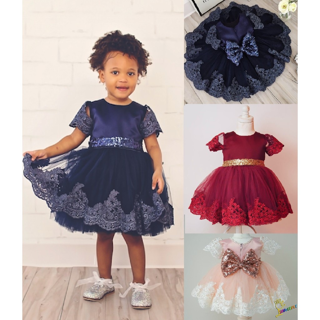 ❤XZQ-Toddler Baby Girls Sequins Tulle Formal Princess Gown Flower Dress Wedding Birthday Party