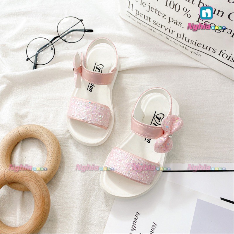 Sandals quai đính đá lấp lánh quai đính nơ NGHĨA BABY L3