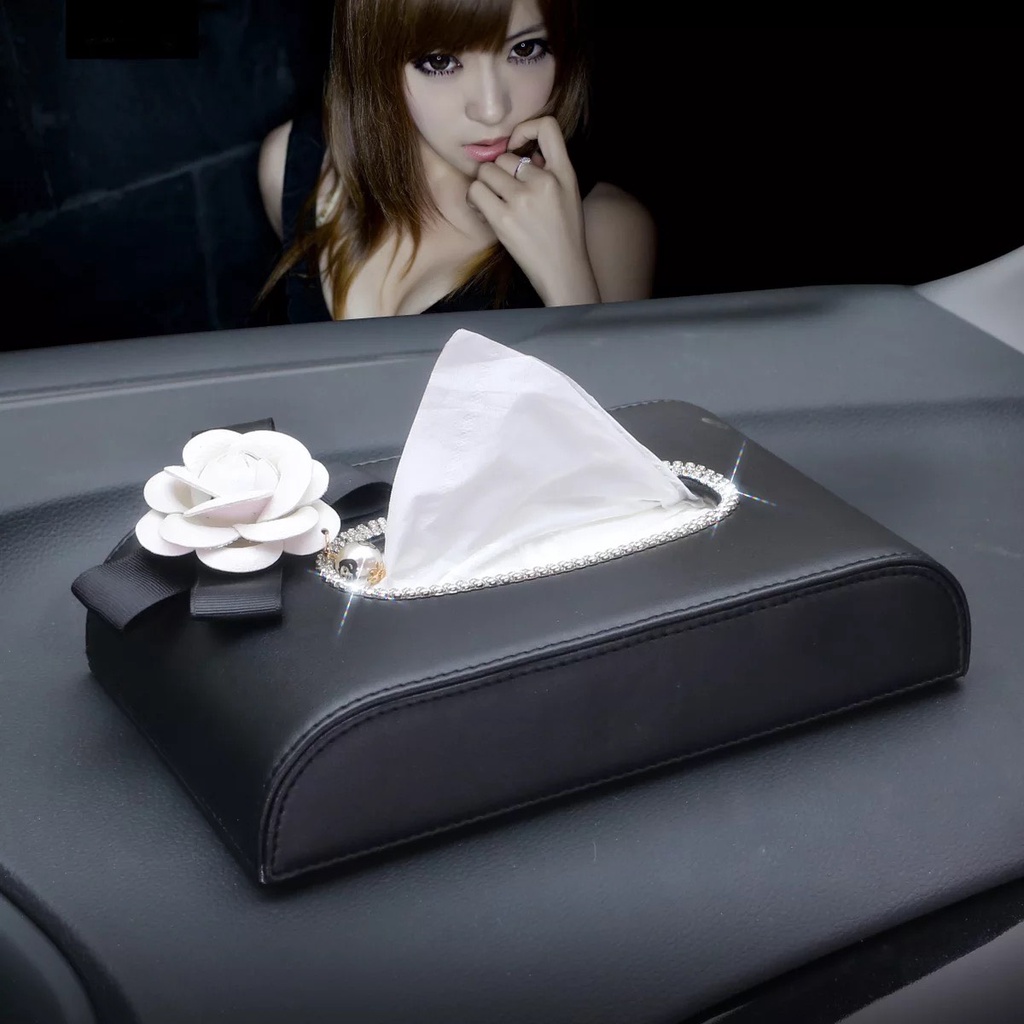 Hộp Đựng Khăn giấy trên xe ô tô - Hộp Da đựng khăn giấy treo xe ô tô