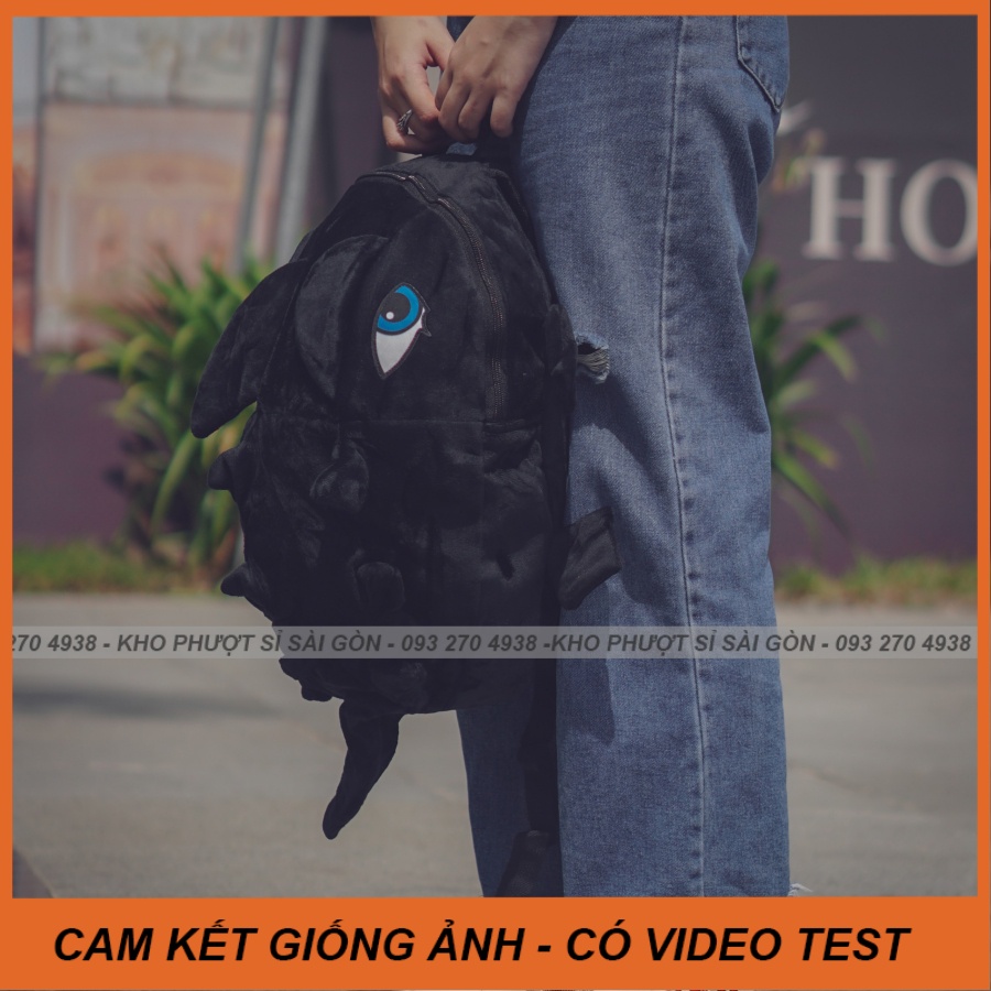 Cặp đi học - Balo khủng long vải nhung màu đen đi du lịch phượt - Balo tắc kè nhiều màu