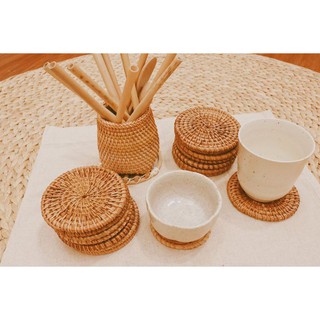 Tấm lót ly lót cốc bằng dây mây size 8-10-20-30cm