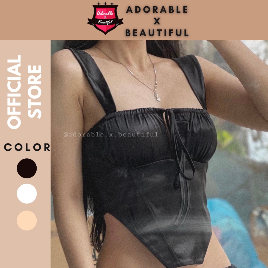 Áo 2 Dây Form Cao Cấp Hàng Nhập Phi Bóng  Áo Hai Dây Corset Trắng Đen Kem Sang Trọng