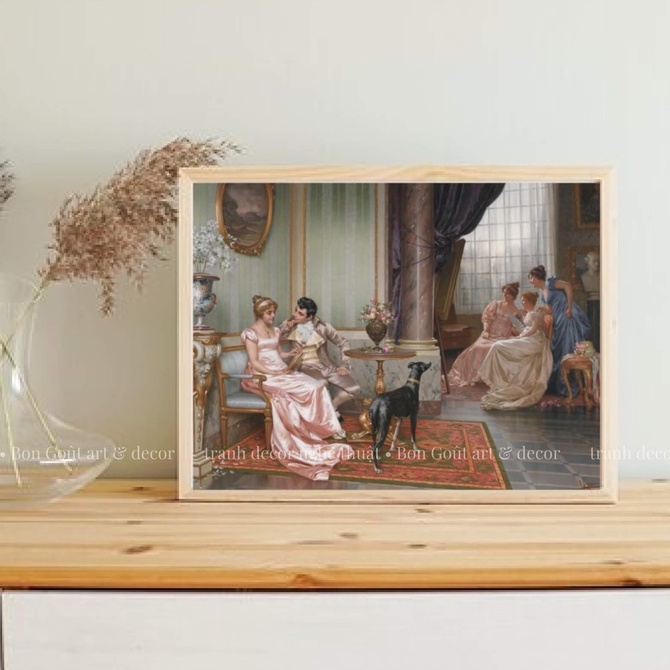 Tranh Vittorio Reggianini - SỰ ÁI MỘ 🖼 canvas treo tường decor trang trí phòng nghệ thuật Ý Cổ điển Victorian