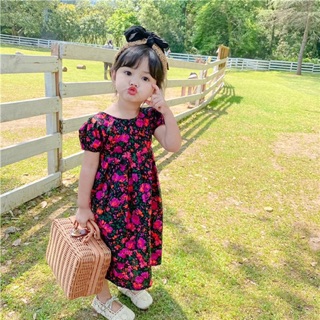 VÁY HOA TÍM LỊM ĐAN DÂY LƯNG CHO BÉ GÁI