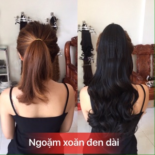 tóc giả Ngoặm xoăn đen dài