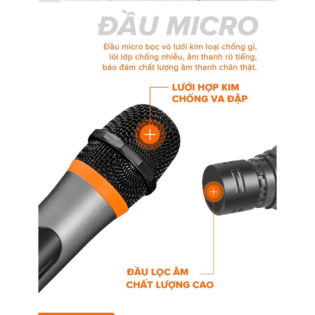 Micro Không Dây COK ST-304 [1 đầu thu tương thích 2 micro, phù hợp mọi loa kéo & amply có cổng Mic 6.5] BH 6 tháng