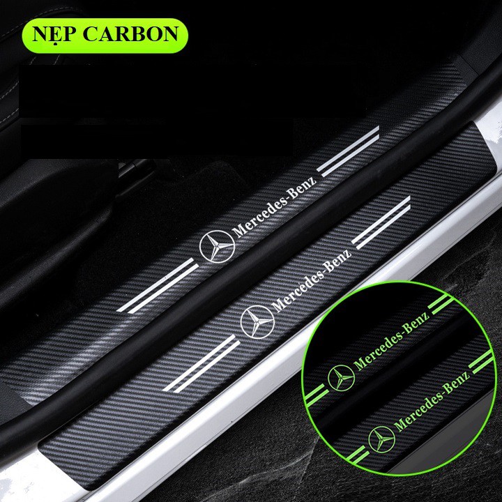 Combo 4 tấm nẹp carbon, miếng dán carbon chống trầy bước chân cửa ô tô, 4 miếng nẹp bước chân ô tô dùng chung cho các dò