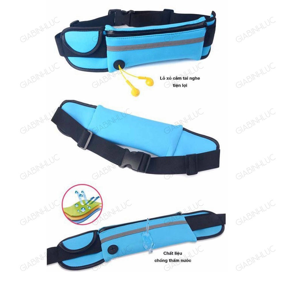 []Freeship hàng cao cấp 222] Túi đeo bụng đeo hông chạy bộ nam nữ đựng đồ điện thoại bình nước tập thể thao chống nước
