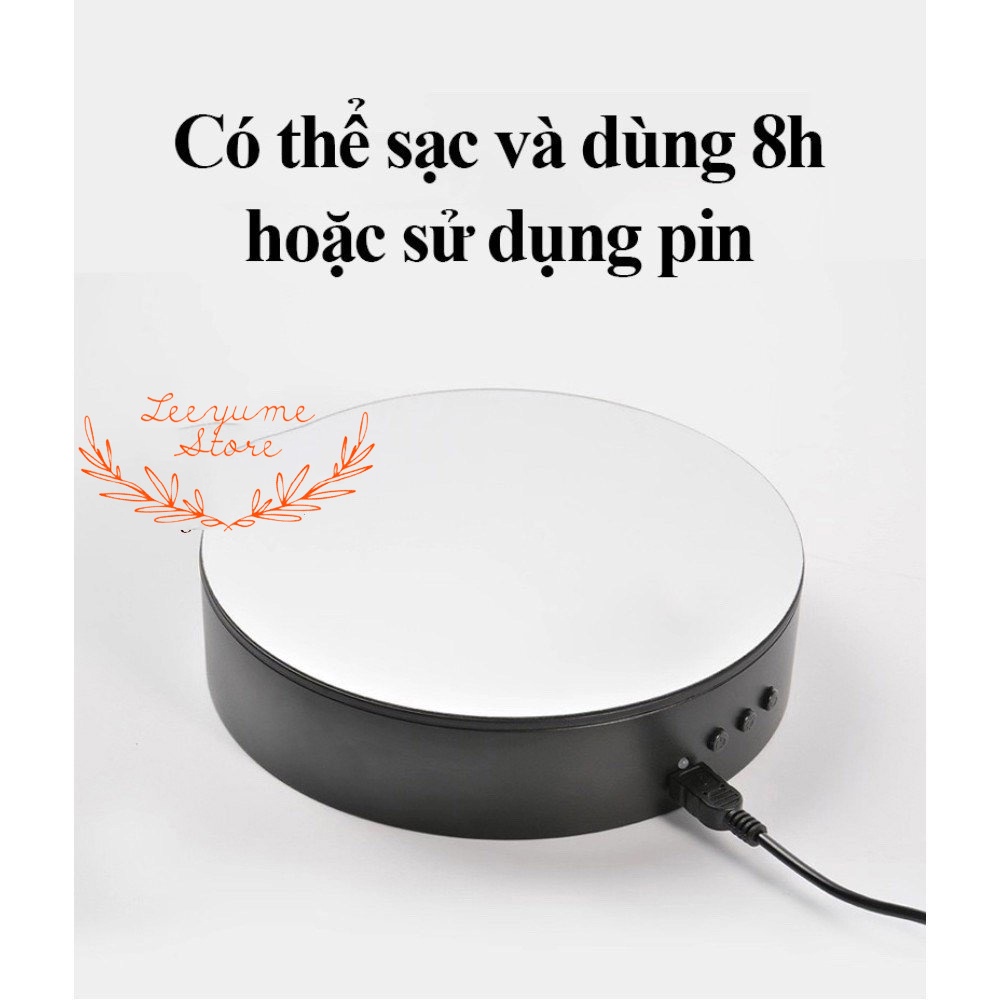 ĐẾ XOAY 360* HỖ TRỢ CHỤP ẢNH VÀ QUAY VIDEO SẢN PHẨM SZ 15CM CHỊU LỰC 5KG, SẠC USB - BẢO HÀNH CHÍNH HÃNG