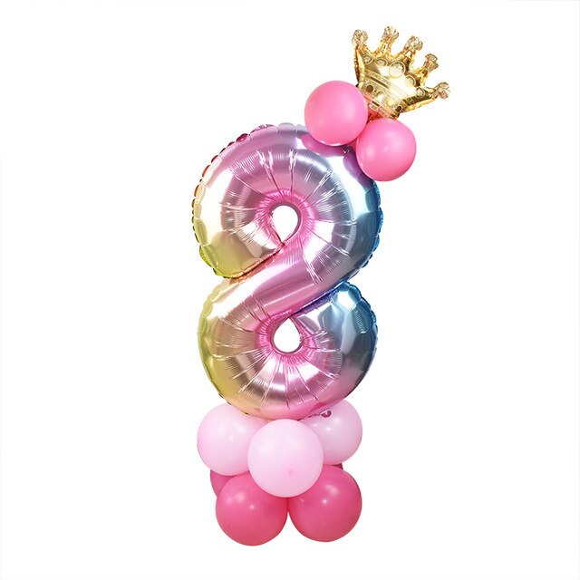 32 Inch Birthday Balloons Rainbow Number Foil Balloons Kids 1st Birthday Party Decorations Balloons Baby Shower Kids Favors Decoration