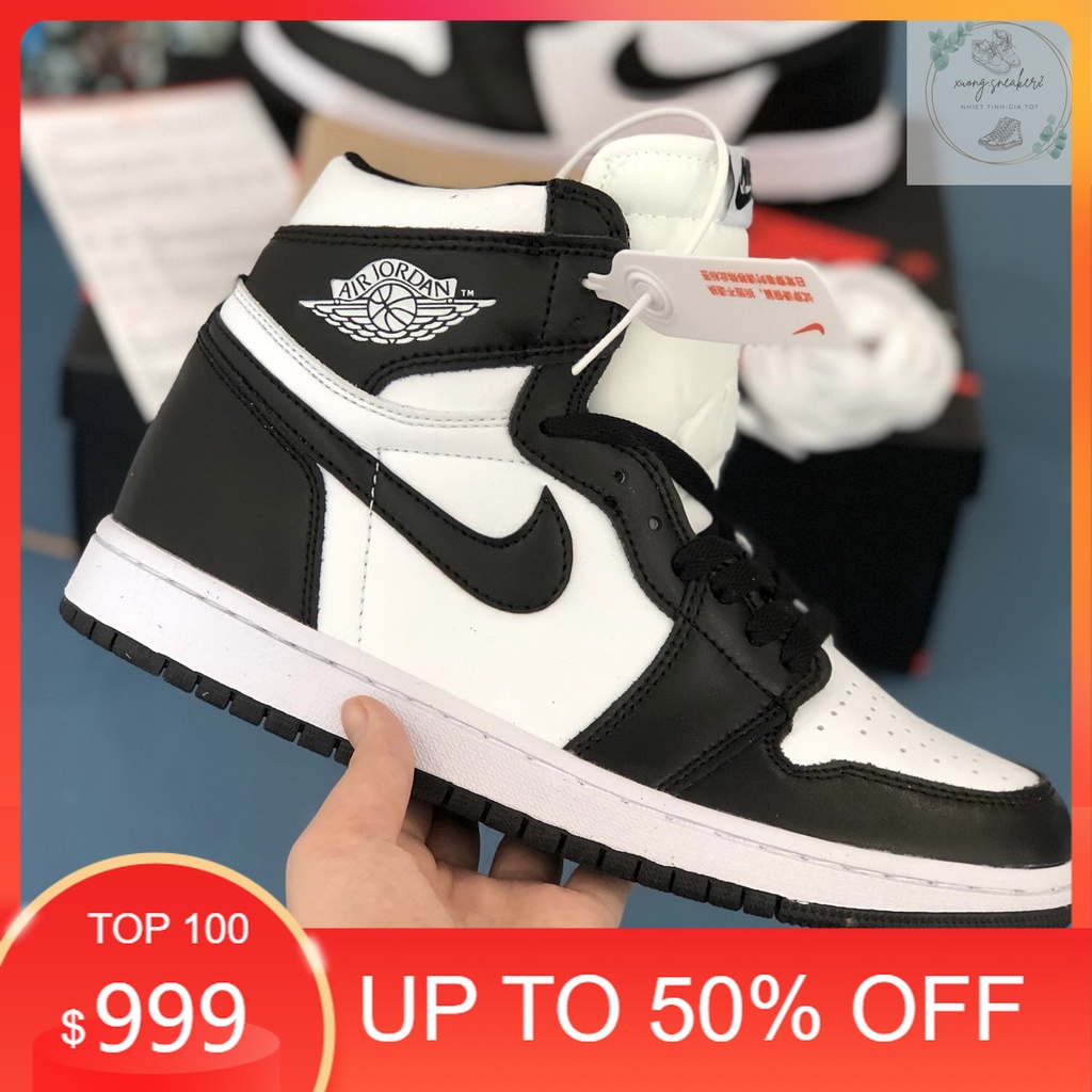 Giày Sneaker size Nữ màu TRẮNG ĐEN cổ cao, Giày Nike Air Jordan 1 JD 1 Panda Cổ Cao Cao Cấp 2021 HÀNG MỚI