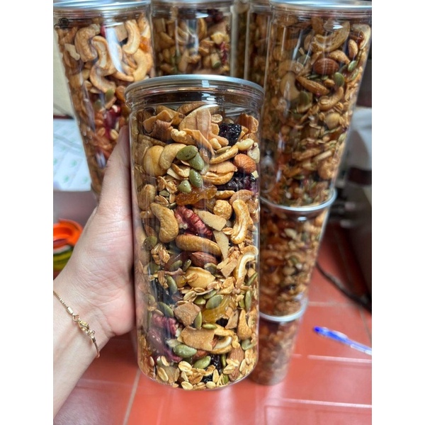 Granola Nướng Siêu Hạt chỉ 5% yến mạch ăn kiêng dinh dưỡng, ngũ cốc ăn sáng giảm cân không đường Nhà MinFood 500g