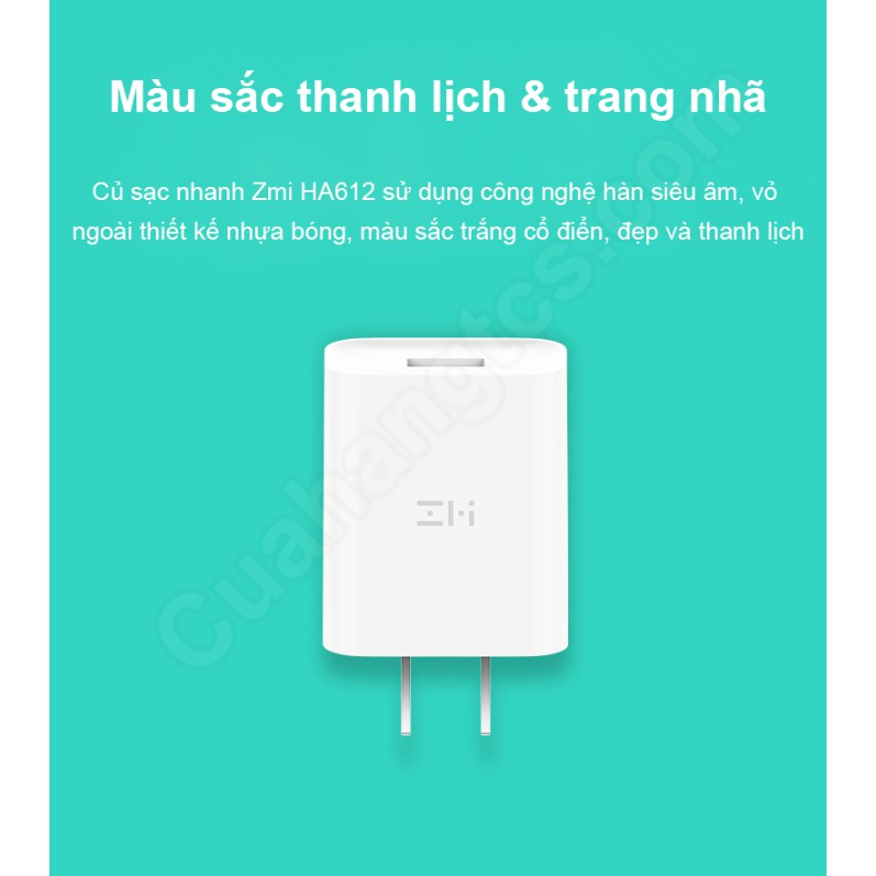 Củ sạc nhanh 18W Zmi xiaomi HA612 Cốc sạc nhanh Xiaomi