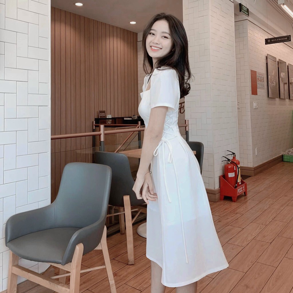 Váy Nữ Đầm Chữ A (BÁN LỖ XẢ MẪU) <60kg Đen Trắng Chiết Eo Theo Số Đo | BigBuy360 - bigbuy360.vn