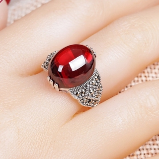 (Hàng Có Sẵn) Nhẫn Đính Đá Ruby Sang Trọng Cổ Điển