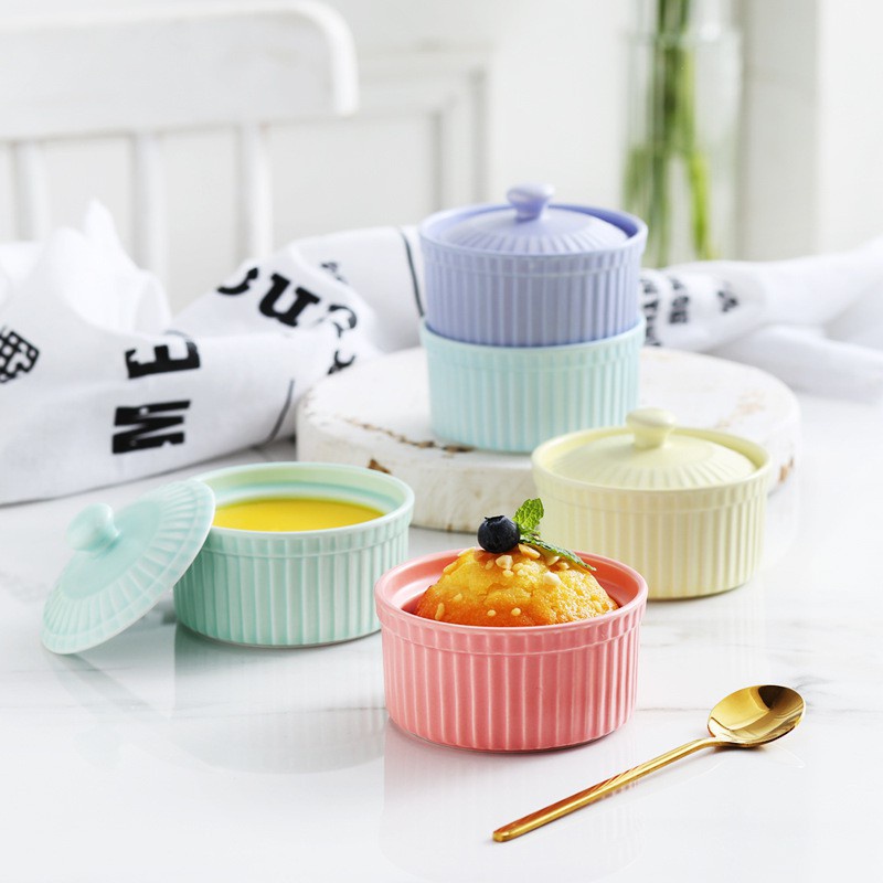 Bát Ăn Dặm Gốm Sứ Ramenkin Có Nắp 150ml -180ml NiceBabyVn