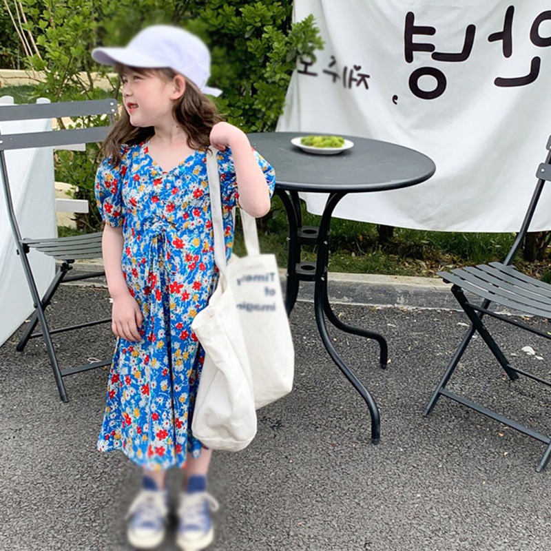 Đầm Công Chúa Se7en Ngắn Tay In Hoa Kiểu Hàn Quốc Hợp Mùa Hè