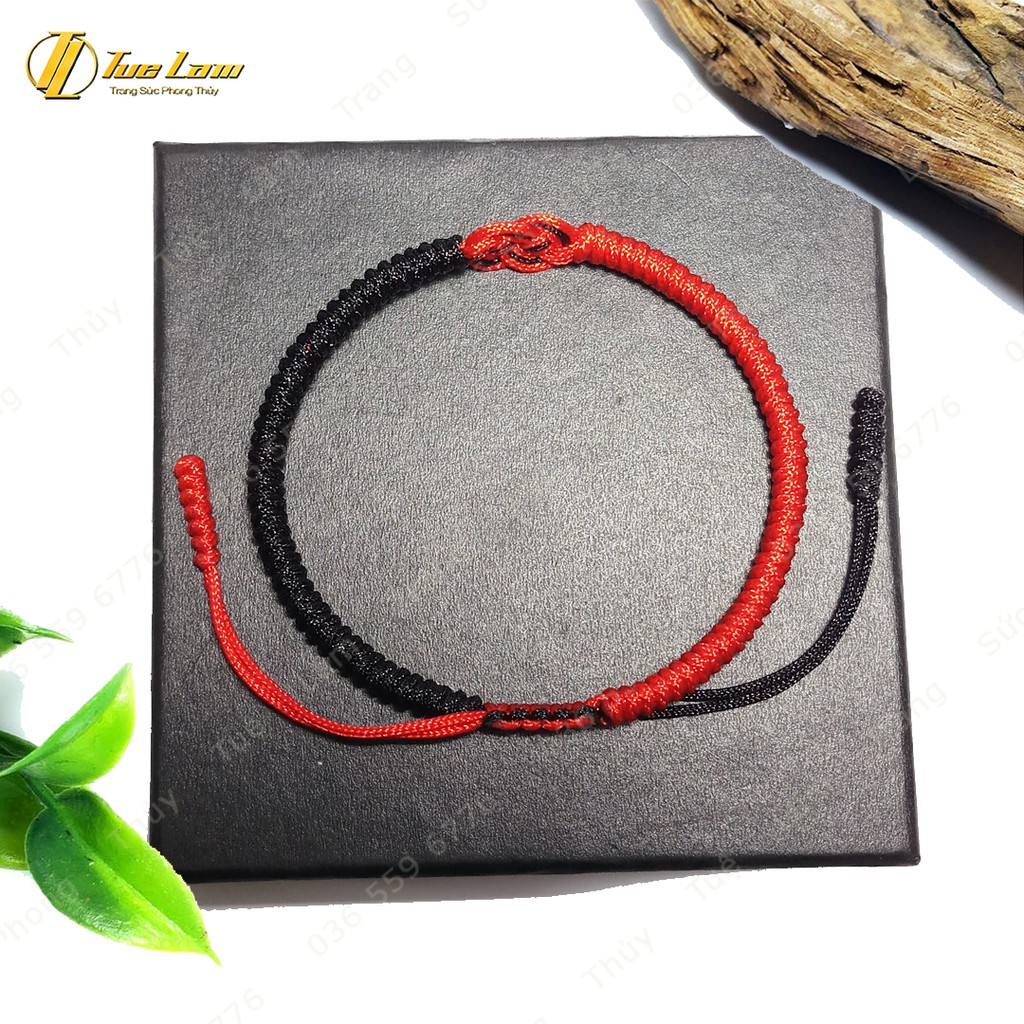 Vòng Chỉ Tây Tạng Handmade Kiểu Vô Cực màu Đỏ Đen Tình Duyên Phong Cách DIY-Tuệ Lâm