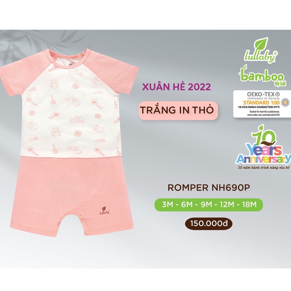 Body suit cộc tay Lullaby Modal Bamboo cao cấp mềm mịn thoáng mát cộc tay cho bé trai bé gái Nh636P NH622P NH690P