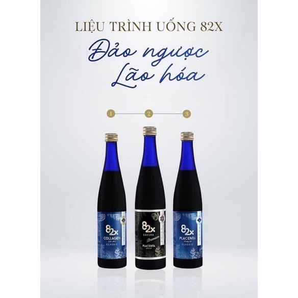 [Hàng nội địa Nhật] Nước Uống Đẹp Da Collagen 82X  Sakura Premium và Placenta 82X Sakura Premium chai 500ml