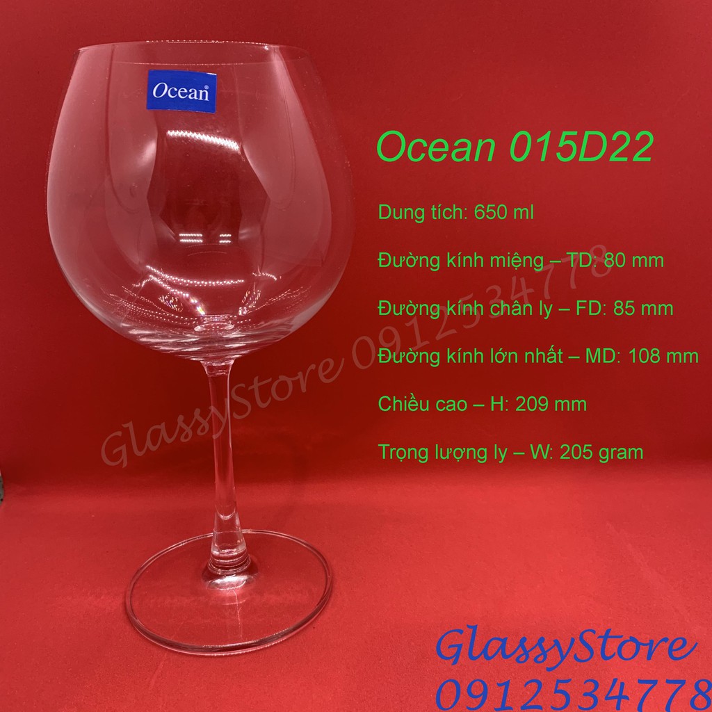 Ly (cốc) rượu vang thủy tinh Ocean Madison Burgundy- 650ml - 1015D22 (Hàng nhập khẩu Thái Lan chính hãng)