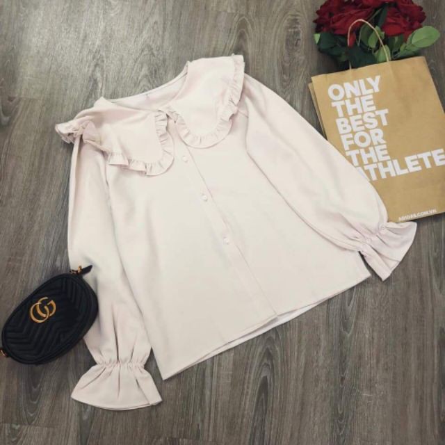 Áo somi nữ dài tay kiểu cổ tay bèo tiểu thu | BigBuy360 - bigbuy360.vn