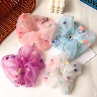🌈Chun cột tóc Scrunchies cầu vồng mix hạt