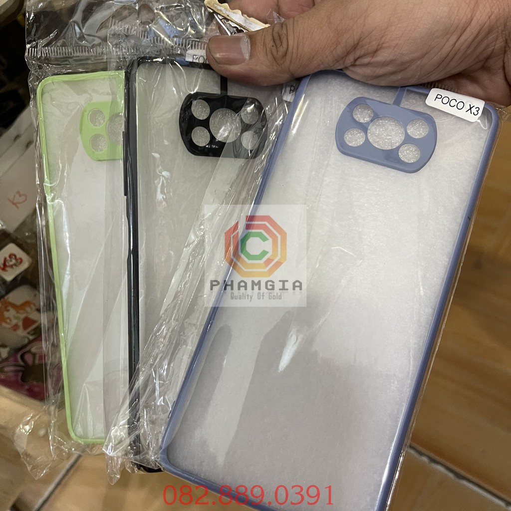 Ốp lưng Xiaomi Poco X3 / Poco X3 Pro dẻo trong chống ố viền màu và có lỗ bảo vệ cam