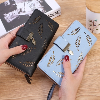 New Korean Ladies Wallet Long Leaves Zipper Women Summer Money Purse Immunization Card Holder 2021