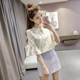 Áo sơ mi cổ nơ tay loe
