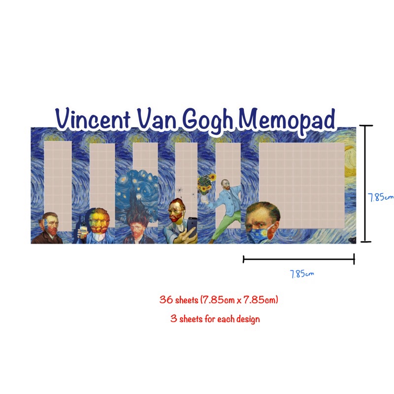 Set giấy note, giấy ghi chú Vincent Van Gogh {Starry Night}