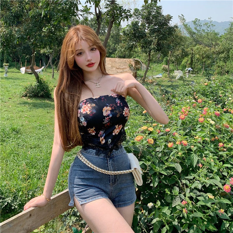 Áo Hai Dây Dáng Ngắn Họa Tiết Hoa Thời Trang Mùa Hè Quyến Rũ Cho Nữ