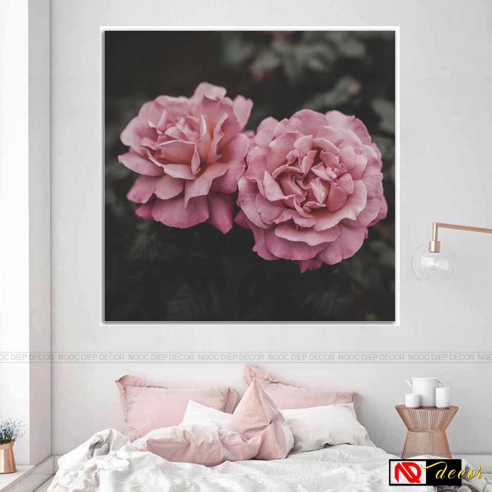 Tranh Decor phòng ngủ hoa mẫu đơn hiện đại Canvas treo tường trang trí phòng khách hiện đại nghệ thuật số hóa X39