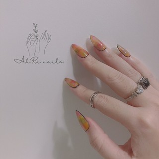NAIL BOX - Mẫu loang nhiều màu viền đen -Móng úp thiết kế theo số đo ( chất lượng chuẩn nailroom)