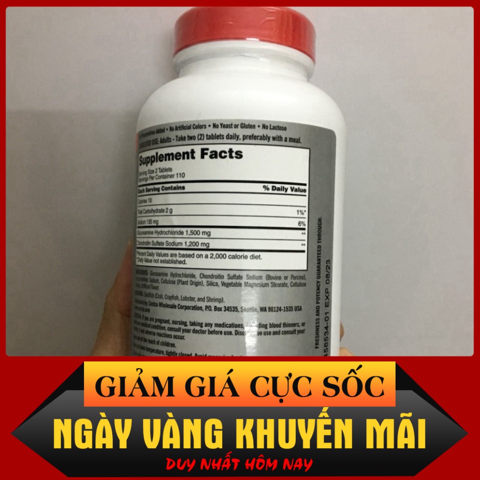 HẠ GIÁ Viên uống Glucosamine 1500mg & chondroitin 1200mg 220 viên - Glucosamin Kirkland HẠ GIÁ