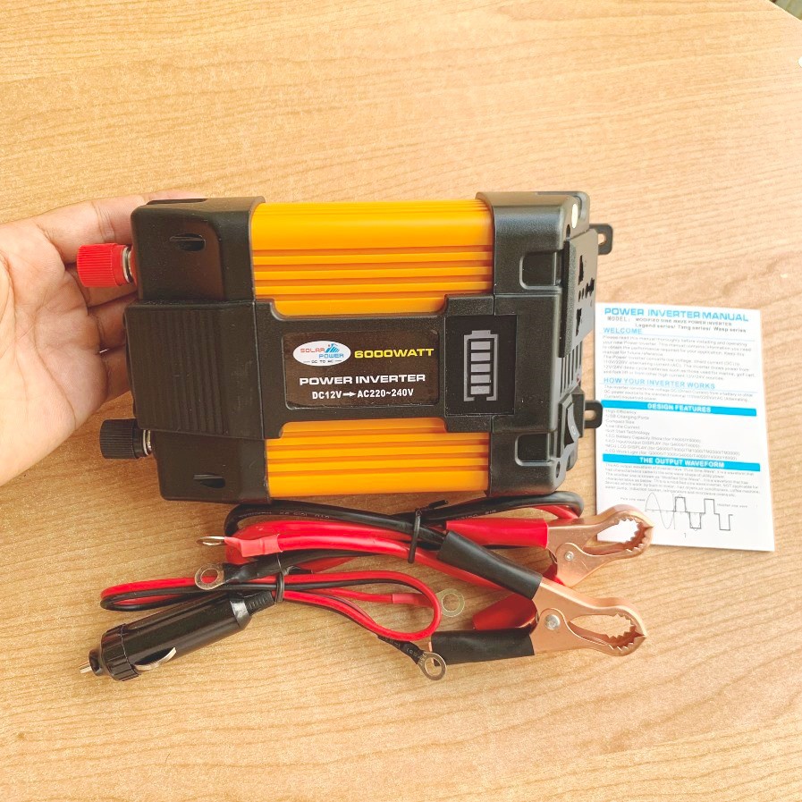 Máy chuyển đổi kích điện ắc quy 12V lên 220V dùng tại gia đình, nhà xưởng, trên xe hơi công suất 500W