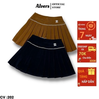 Chân váy xếp ly nhung chữ A, váy xếp ly đính sắt cực nổi TopFashion.202