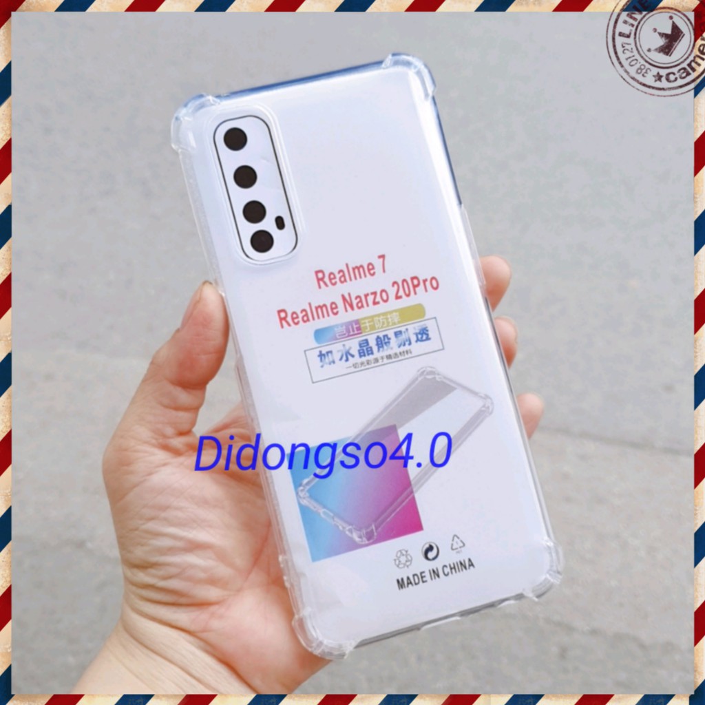 Ốp lưng Realme 7 chống sốc trong suốt có gờ nhô cao 4 góc bảo vệ máy, bảo vệ camera