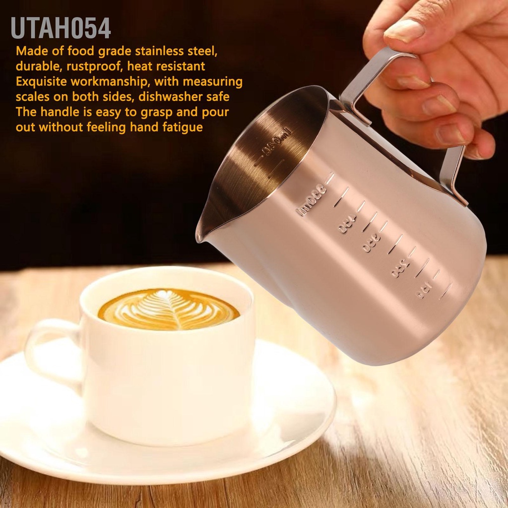 Utah054 Cốc tạo bọt sữa 550ML với quy mô Vàng hồng bằng thép không gỉ Bình đựng cà phê
