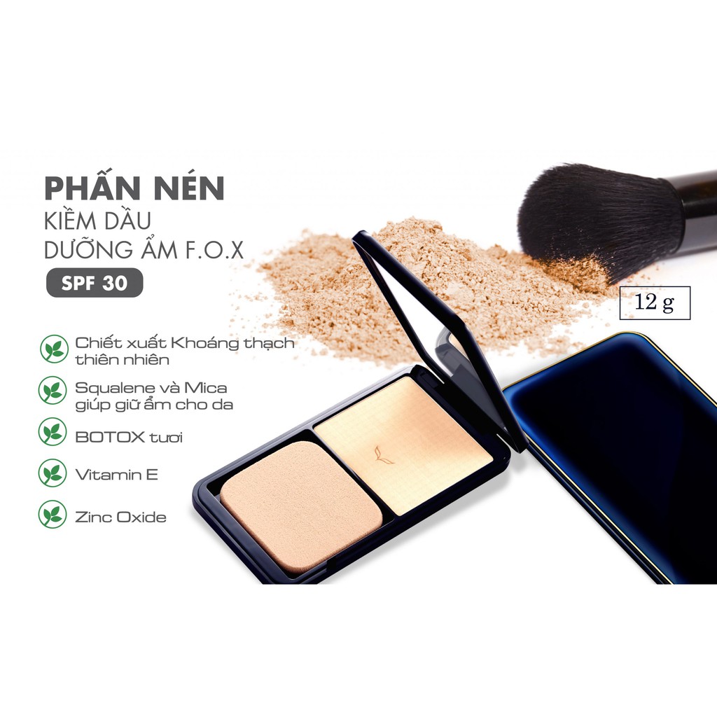 Phấn Nén F.O.X Double Function Compact Dưỡng Ẩm, Kiềm Dầu 12g - 01 Bright White