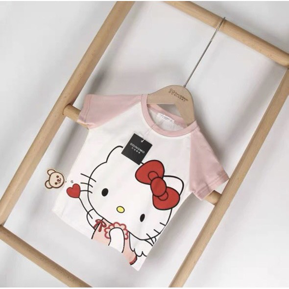 BỘ BÉ GÁI HELLO KITTY COTON MÀU HỒNG- ẢNH THẬT TRẢI SÀN