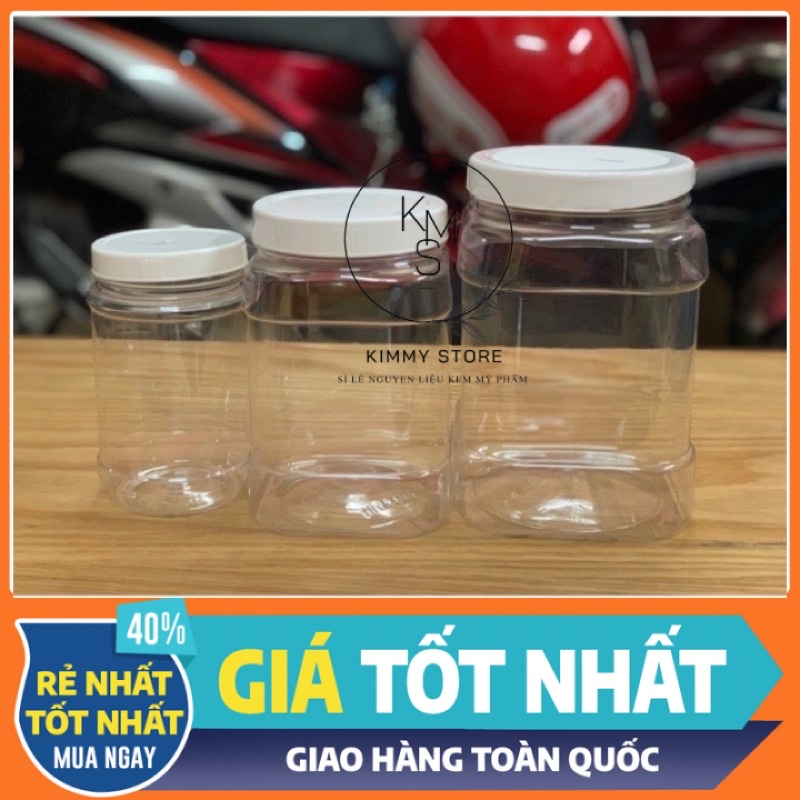 Lẻ hủ nhựa vuông đựng kem 1kg trong suốt