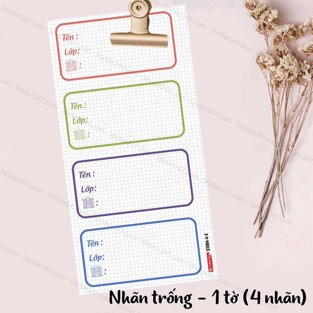 Sticker Nhãn Vở Môn Học Tiện lợi cho Cấp 1, Cấp 2, Cấp 3, Đại học 🌈𝑭𝒓𝒆𝒆𝒔𝒉𝒊𝒑 chống nước 🍃 Sticker Nhãn Vở Ham Học