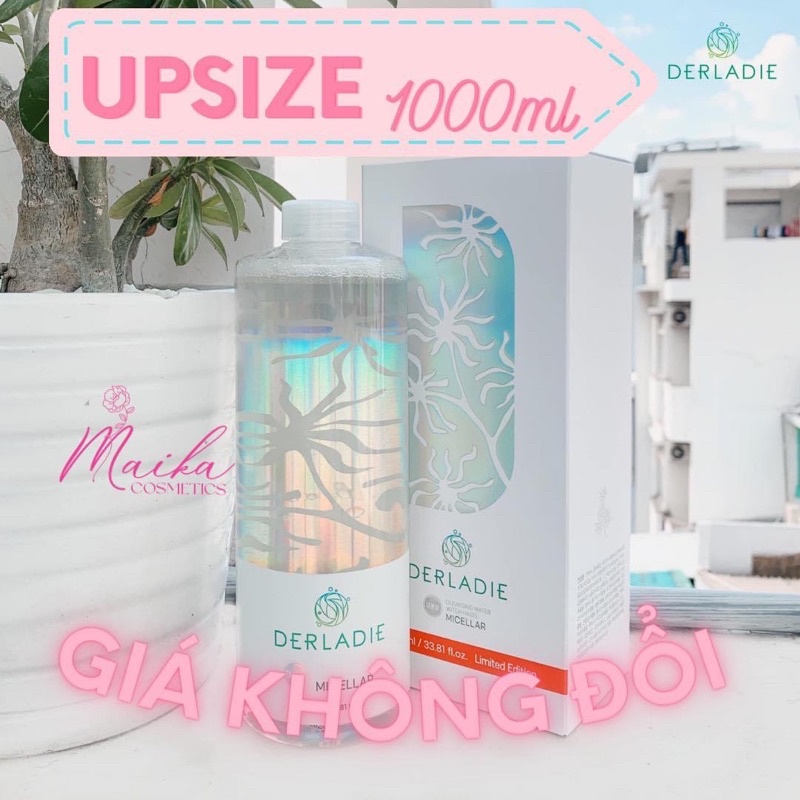 [ UPSIZE 500ML -&gt; 1000ML ] NƯỚC TẨY TRANG DERLADIE CLEANSING WATER WIYCH HAZEL 1000ML