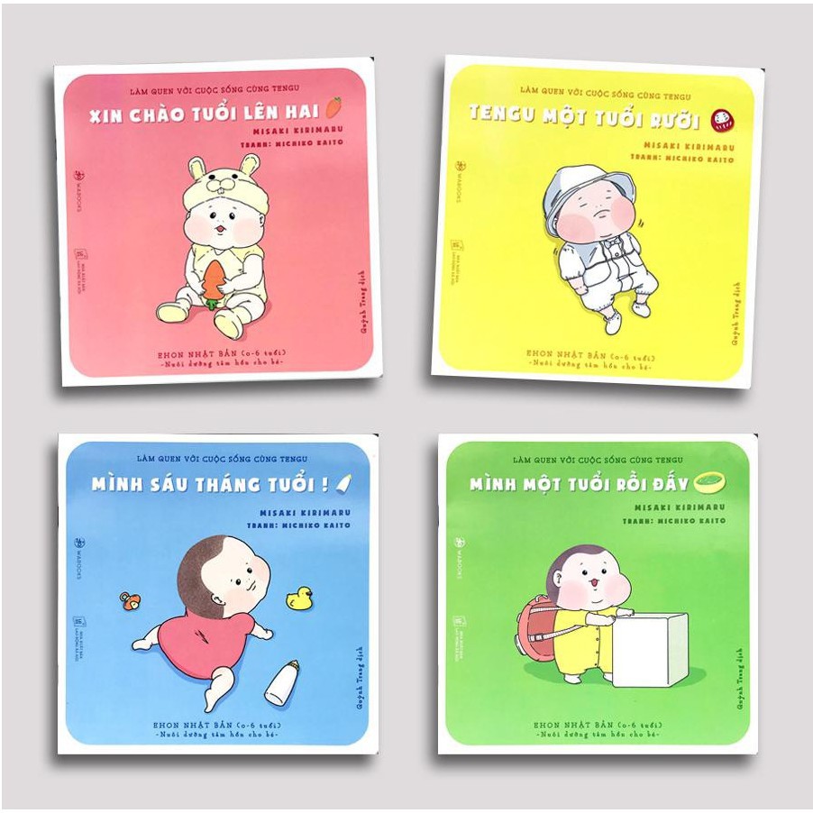 Sách Ehon - Bộ 4 cuốn Làm quen với cuộc sống cùng Tengu - Ehon Nhật Bản cho bé 0-4 tuổi
