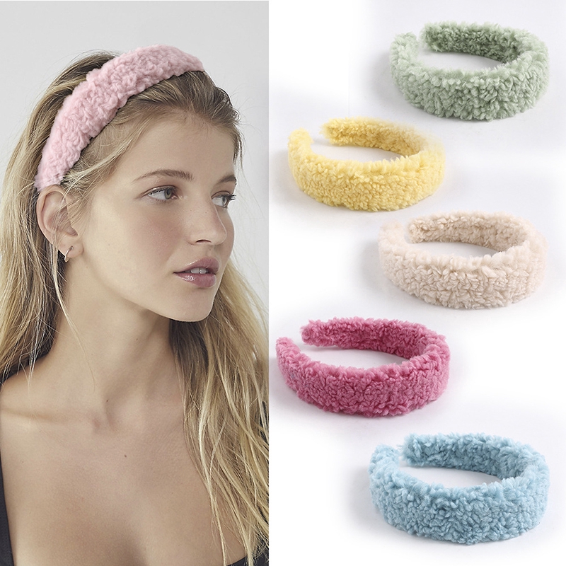 Thick Plush Women's Headbands,Faux Fur Thick Soft Headband ,Fashion Headwear Candy Color  Hairbands