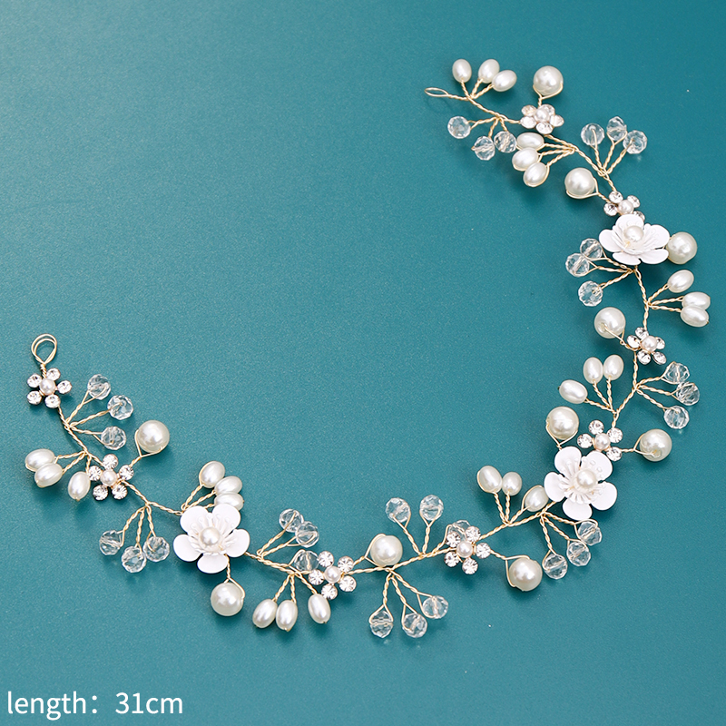 HANDMADE Vòng Hoa Đội Đầu Đính Ngọc Trai Cho Cô Dâu