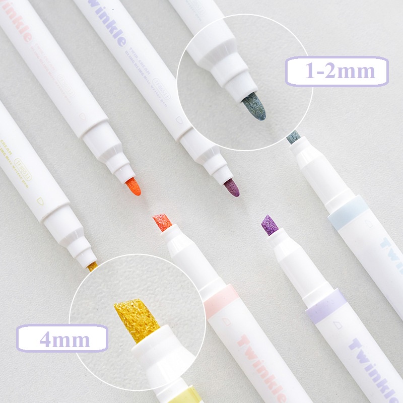 Bộ bút highlight kim tuyến Twinkle trang trí sổ tay bullet journal